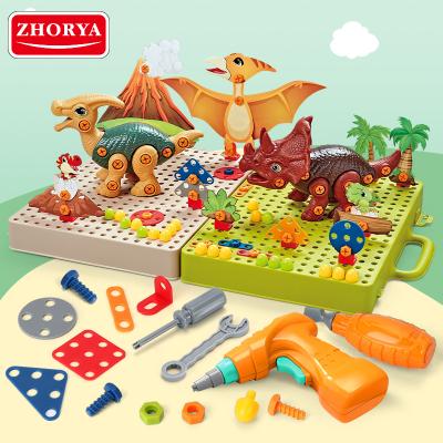 China DIY Toy Zhorya Toy Electric Tool Screw Drill Puzzle Assembled Blocks Dinosaur DIY 3D Creative Screw Puzzle for sale