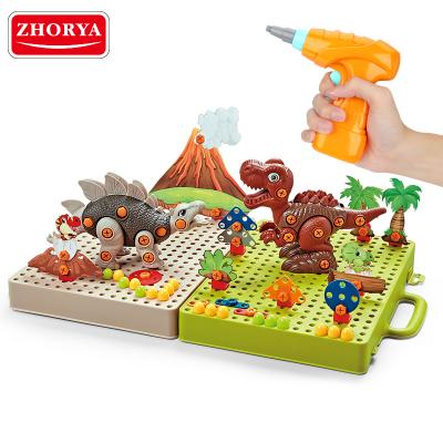 China DIY Play Zhorya Drilling and DIY 3D Electric Drill Disassembly Dinosaur Screw Puzzle Hand Toolkit for sale