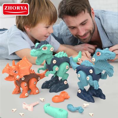 China Children's Training Action Ability Zhorya Take Aside Dinosaur Toys 3 Pack Dino Set With Electric Drill Animal for sale