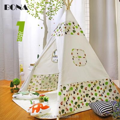 China 100% Indian Cotton Soft Canvas Toy Teepee Kids Teepee Play Tent With 2 Window for sale