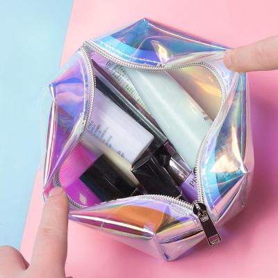 China Fashion positive feedback fashion laser design travel transparent female makeup Jelly Bag TPU PVC waterproof cosmetic bag for sale