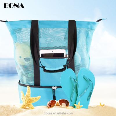 China Multifunctional With Custom Tote Beach Ice Cooler Mesh Cooler Bag With Insulated Compartment for sale