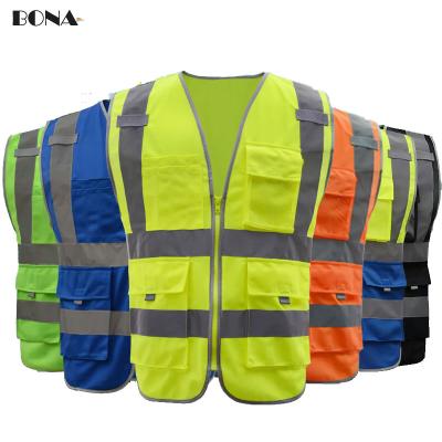 China High Visibility Safety Reflective Vest EN20471 High Quality Custom Logo Printing and CE Standard, Reflective Clothing, Reflective Vest with Pockets for sale