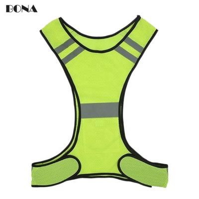 China Cycling Jogging Running Breathable Night Hi Strength Increasing Reflective Motorcycle Safety Vest With Pocket And Adjustable Strap for sale