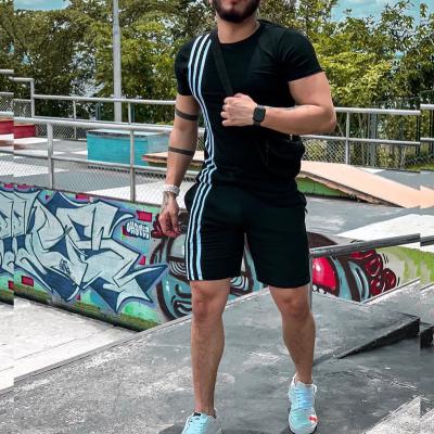 China Updraft 2022 summer men's fashionable color striped sports wear shorts sets for sale