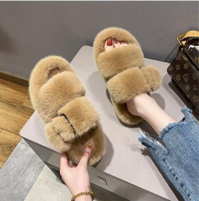 China CUSHIONING European fashion Mink Fur Slippers For Women luxury new style wholesale for sale