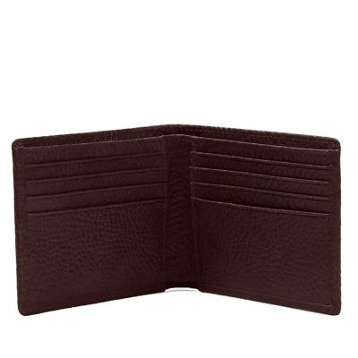 China RFID Vegetable Tanned Full Grain Italian Leather Fabric Lining OEM Bifold Wallet for sale