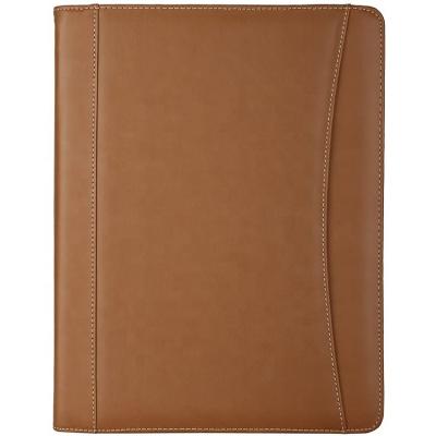 China Durable Leather Handmade Italian Design Business Folder Full Grain Leather Zippered Padfolio Folder for sale