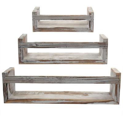 China Transitional Set Of 3 U Shape Rustic Wall Mount Floating Shelves For Room And Office for sale