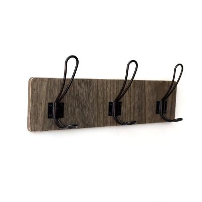 China Durable Wooden Door Hook Or Hanger Wall Mount Clothes Coat Hooks Towel Hat Scarf Bags Rack With Triple Metal for sale