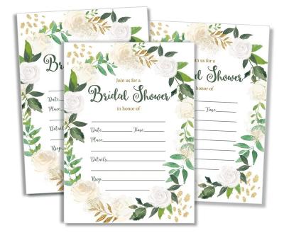 China China Customized (5x7 Large Size) 50 Greenery Garland Bridal Baby Shower Invitations & Envelopes for sale