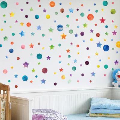 China Waterproof 240 Pieces Colorful Watercolor Dot Wall Decals Round Colorful Wall Stickers for Baby Boy Girls Kids Playing Room Decoration for sale