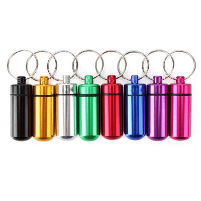 China Hot Sale 48*17mm Mini Aluminum Alloy Pill Box Viable Waterproof Container for sale