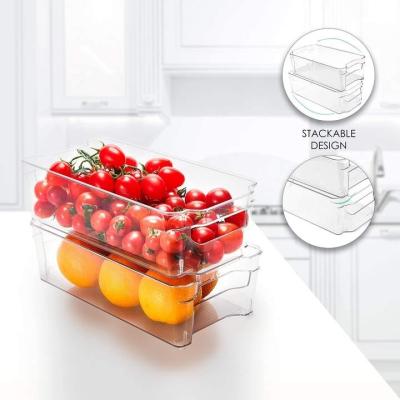 China Hot Viable Stackable Clear Non-slip Fridge Choice Fridge Sale Acrylic Food Storage Box With Handles for sale