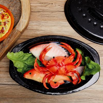 China Wholesale Viable Oval Pan Custom Multifunctional Enamel Baking Accessories Non-Stick Casserole With Lid Mold for sale