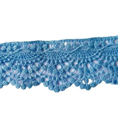 China Water Soluble Hollow Out Blue Water Soluble Lace Stripe Flowers Computer Embroidered for sale