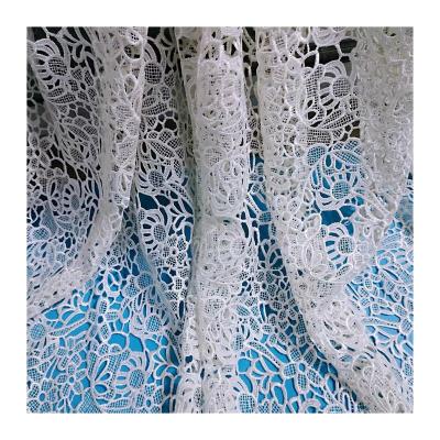 China High Grade Water Soluble Polyester Embroidery Lace Fabric For Wedding Dress Evening Dress Fashion Clothing Lace Extra Material for sale