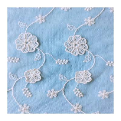 China Embroidery fabric cotton mesh water-soluble three-dimensional relief embroidery for sale