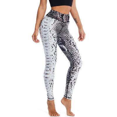 China High Waist Breathable Snakeskin Printing Yoga Gaiters Fitness Pants Wholesale Sports Wear For Women for sale