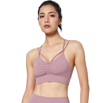 China New Fashion Breathable Strappy Cross Back Cross Back Women Girls Gym Sports Yoga Running Bra for sale