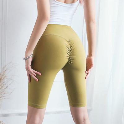 China Breathable Bare Butt High Waisted Feeling Fitness Yoga Compression Biker Shorts Women Half Length Crac! crack! for sale