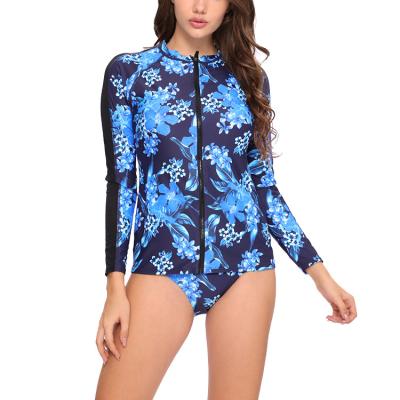 China Carvico Eco Friendly Rash Guards Breathable Long Sleeve Bikini Swimwear Floral Printing Women for sale