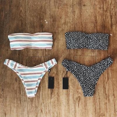 China 2022 Antibacterial Customized Print Two-Piece Swimwear Eco-Friendly Period Bandeau Swimwear Bikini for sale