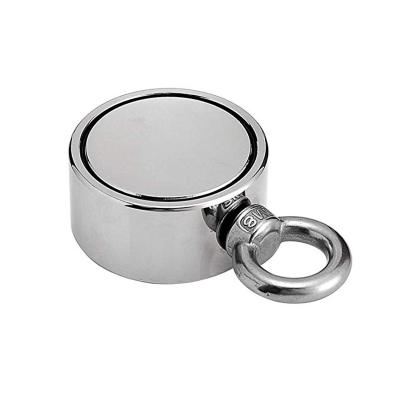 China Industrial Magnet 120kg D60mm Double Magnet Hook Fishing Magnet Super Pull Side Magnet for sale