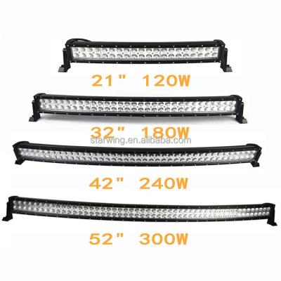 China Hot Selling OEM Aluminum Alloy 21 32 42 52 Inch 120W 180W 240W 300W Dual Row Combo Headlight Curved Led Light Bar Car Bar Lights for sale