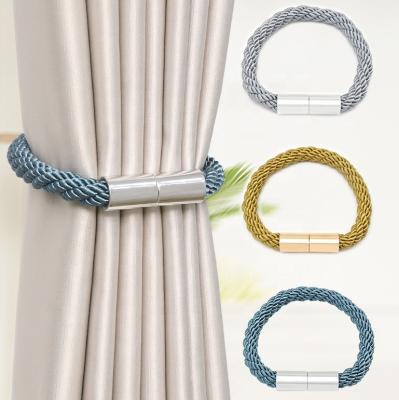 China Modern creative minimalist light luxury simple curtain sash curtain accessories sash beautiful suction magnetic belt hemp rope curtain buckle for sale