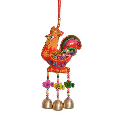 China Mobile Phone Chicken Animal Zodiac Knot Decorative Pendant Chinese Wind Rings Embroidery Decorative Craft Chinese Gift for sale