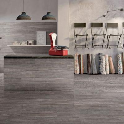 China Hotels Non Slip Parquet Floor Ceramic Tile Brown Yellow Gray White Wood Effect Porcelain Wood Slabs for sale