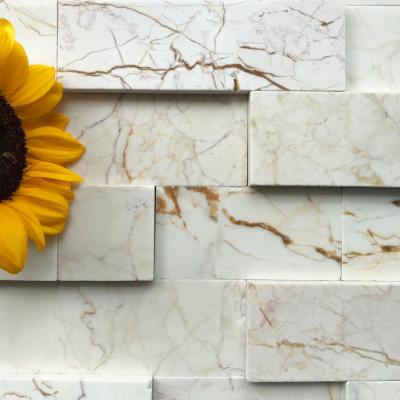 China Flooring and Wall Marble Mosaic White and Gold Calacatta Marble Polished Natural Stone Slab Parquet for sale