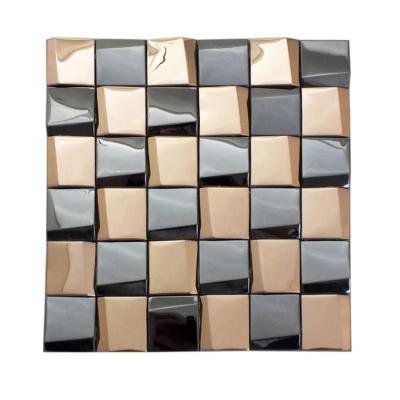 China New Style Parquet Mixed Colors Building Decorative Slab Stainless Steel Metal Mosaic for sale