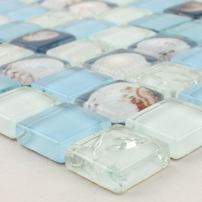 China Mixed Parquet Ice Crack Decorative Glass And Resin Mosaic for sale