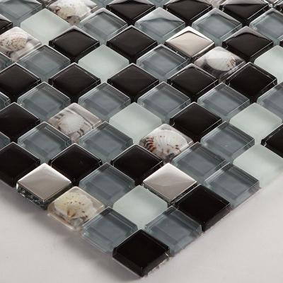 China Parquet Square Cut Shell Moaic Tiles Thick Epoxy Resin Coating Paua Abalone Shell Mosaics for sale