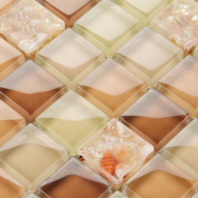 China Hot Sale Parquet Colorize Mosaic Slab Mix Resin Glass Mosaic for sale