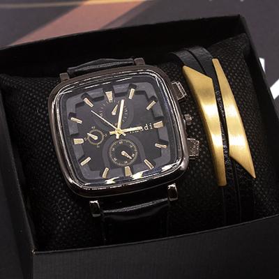 China Fashionable Quartz Watch Men Watches Set Bracelet Square Sport Men Leather Band Classic Watch Quartz Watches Men Wrist Wrist Watch Luxury Clock for sale