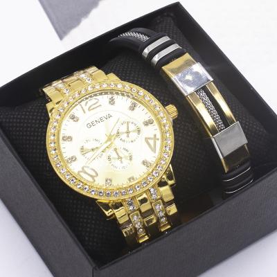 China Fashionable Quartz Watch Men Watches Diamond Luxury Brand Gold Classic Wristwatch Set Men's Stainless Steel Band Men's Male Wrist Watch Clock For Relogio for sale