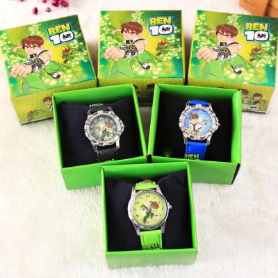 China Fashion Ben Watch Boys\Dress Fashion Luxury Popular Anime Cartoon Figures 2020 New Model Watches With Box Set Leather Child Birthday Christmas Halloween Gift for sale