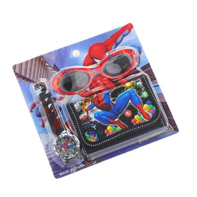 China Fashion \ Luxury Popular Dress Spiderman Watch Wallet Set Student Clock Mickey Minnie Cartoon Quartz Watches Kids Watches Birthday Gifts For Gift for sale