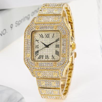 China Luxury Men's Fashion Quartz Watch Hip Hop Watches Iced Out Relogio Masculino Men's Wristwatches Quartz Rhinestone Gold Sliver Watch Gifts for sale