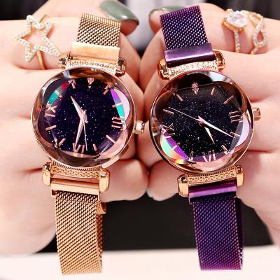 China Rose Gold Women Watches Fashion Diamond Ladies Starry Sky Magnet Waterproof Quartz Watch Female Wristwatch for Gift Clock 2020 for sale