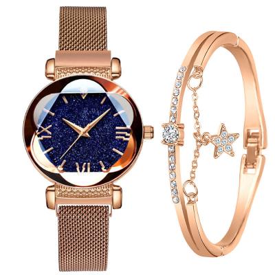 China Fashionable Magnet Buckle Women Quartz Watch Starry Sky Watch+Bracelet Set Hot Selling Luxury Ladies Quartz Watch Relogio Feminino Reloj Mujer for sale