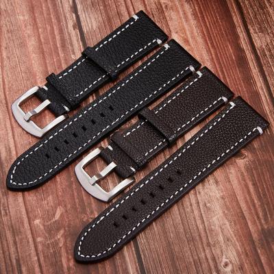 China Retro Litch Leather Genuine Leather Watch Band 18mm 20 22 24mm Replacement Straps For Samsung Huawei Amazfit Smart Watch for sale