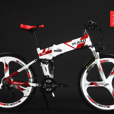 China Hot Sale Aluminum Alloy 26 Inch Folding Full Suspension Electric Mountain Bike for sale