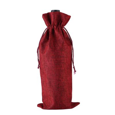 China Reusable Grocery Sack Burlap Wine Bags Bottle Cover With Drawstrings Reusable Wine Bottle Covers For Christmas for sale