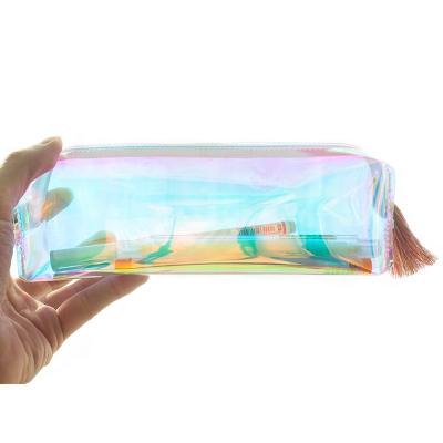 China Schools & Office Students Hologram Laser Purse PVC Pencil Case Makeup Bag Metallic Color Promotional Pencil Case for sale