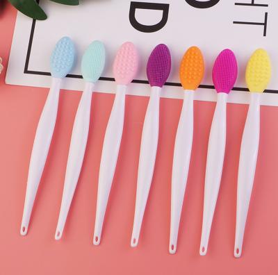 China Angular Blush Private Label Exfoliating Lip Brush Nose Cleaning Brush Double Side Soft Silicone Lip Scrub Tool And Nose Blackhead Remove Brush for sale