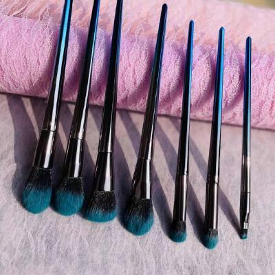 China Angular Blush Makeup Brushes 4pcs/7pcs New Gradient Blue Makeup Brush Set Colorful Handle Cosmetic Brush Set for sale